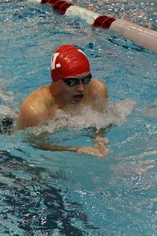 a man swimming in a pool
