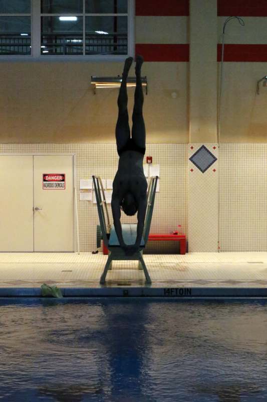 a man diving into a pool