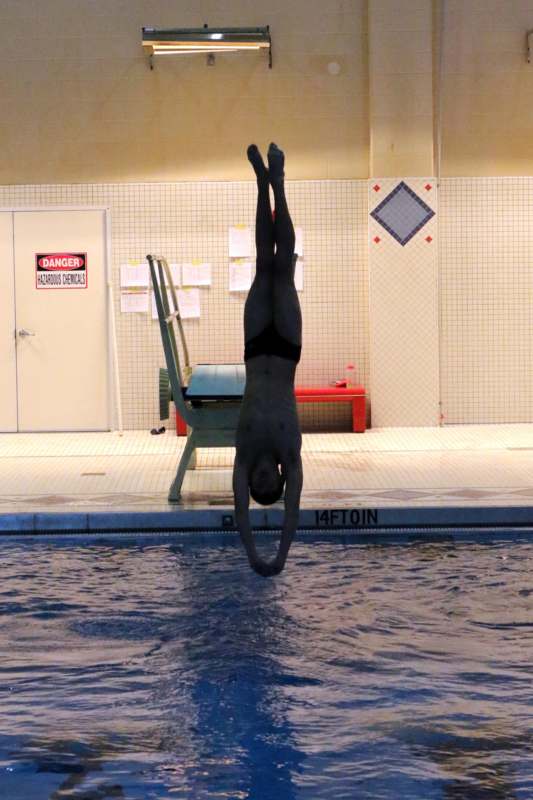 a man diving into a pool