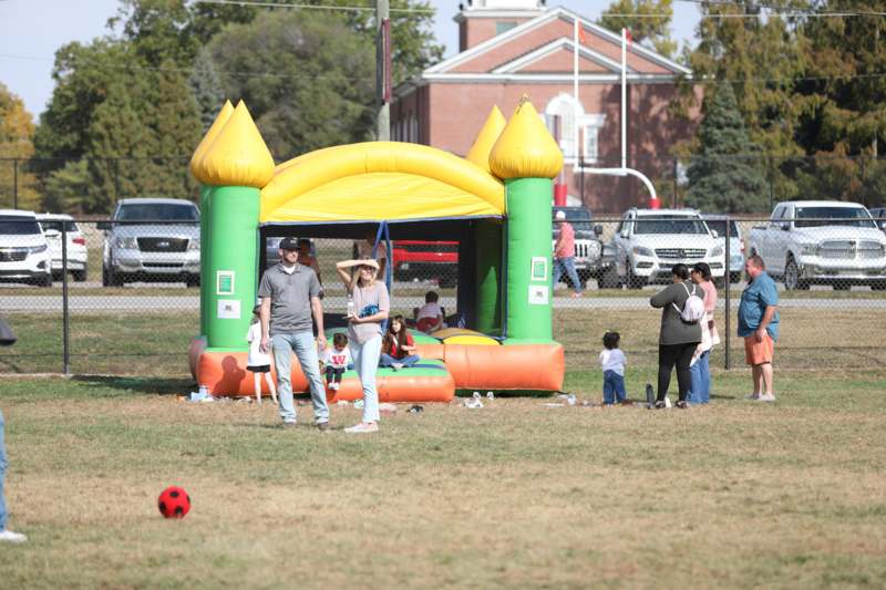 a group of people in a park