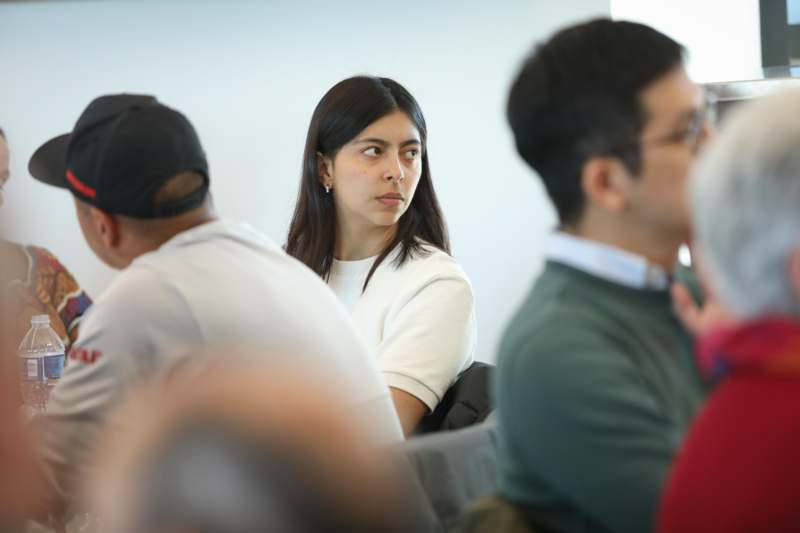 a woman sitting in a room