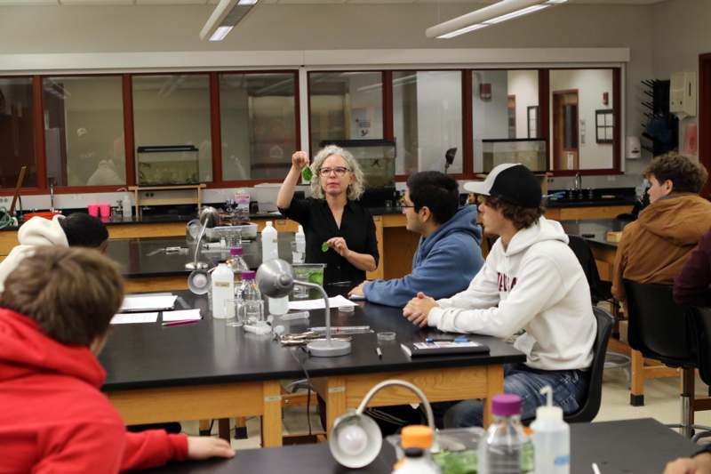 a woman standing in front of a group of people