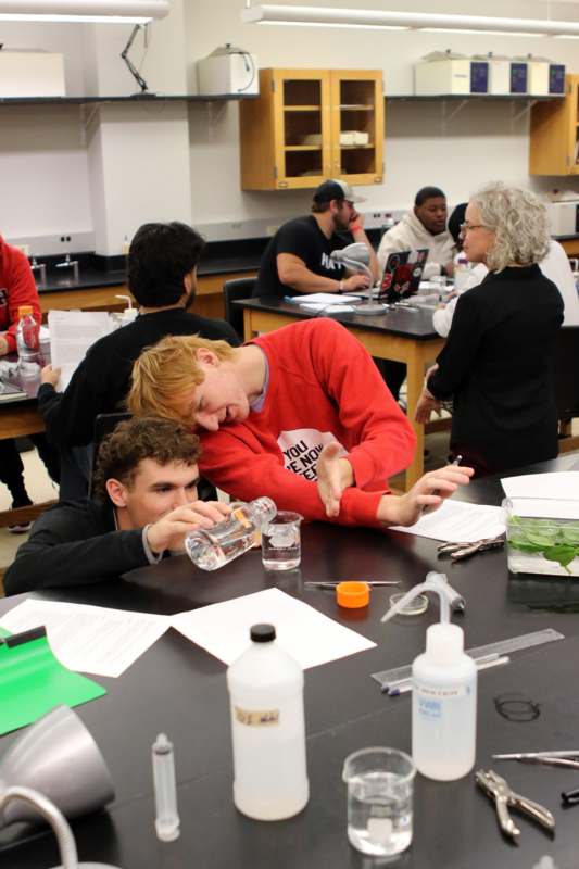 a group of people in a classroom