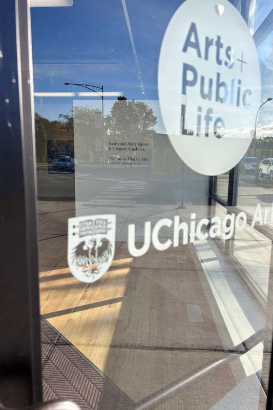 a glass window with a sign on it