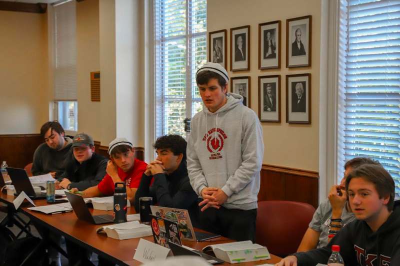 a group of people in a room