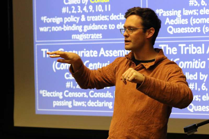 Classroom: CLA 113 with Professor Matthew Gorey - a man standing in front of a large screen