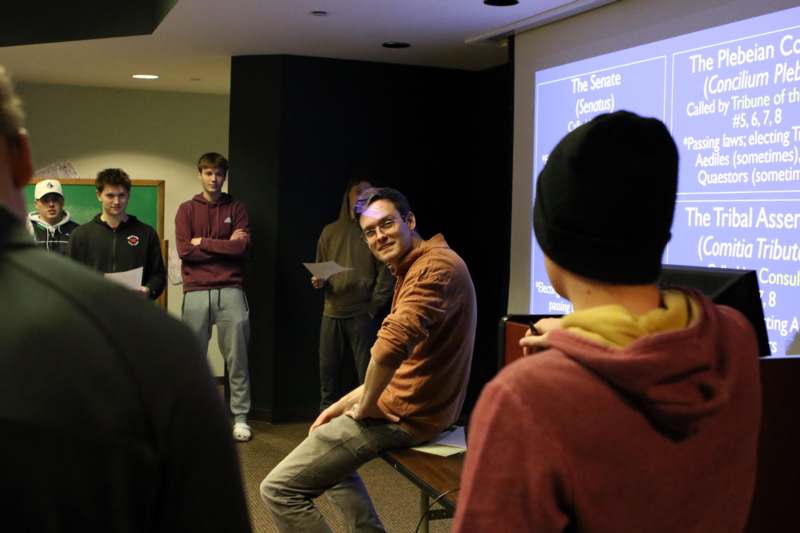 a group of people in a room