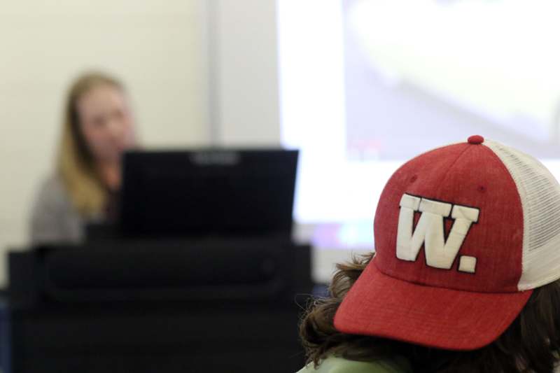 a person wearing a red hat