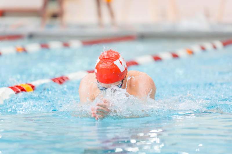 a man swimming in a pool