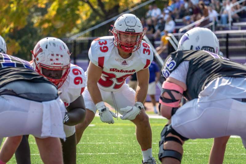 a football player in a line