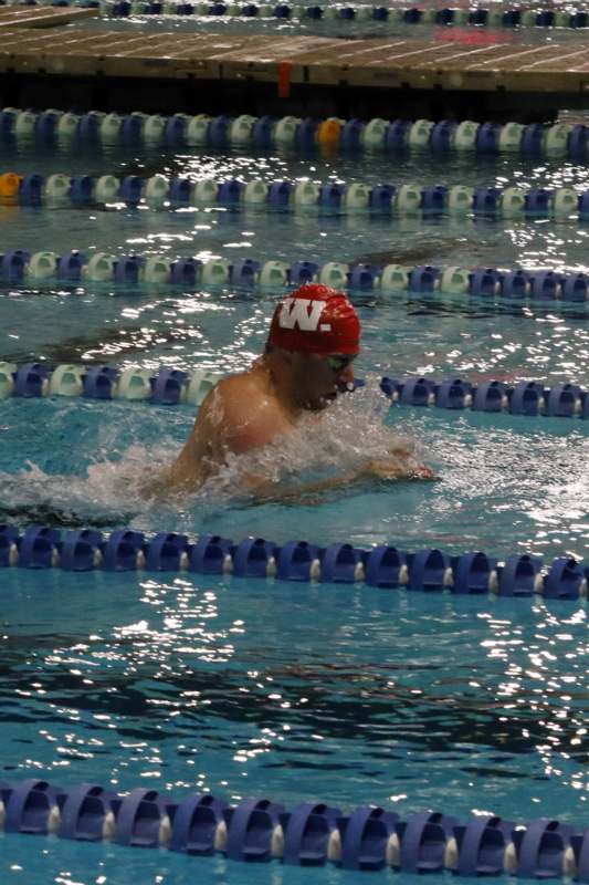 a man swimming in a pool