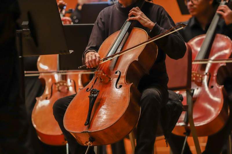 a person playing a cello