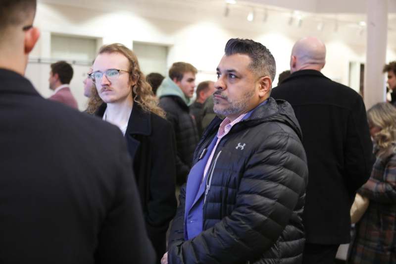 a group of people in a room