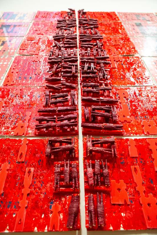 red tiles on a floor