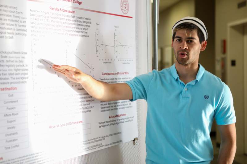 a man pointing at a poster