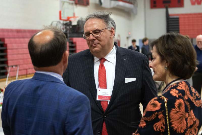 a group of people talking