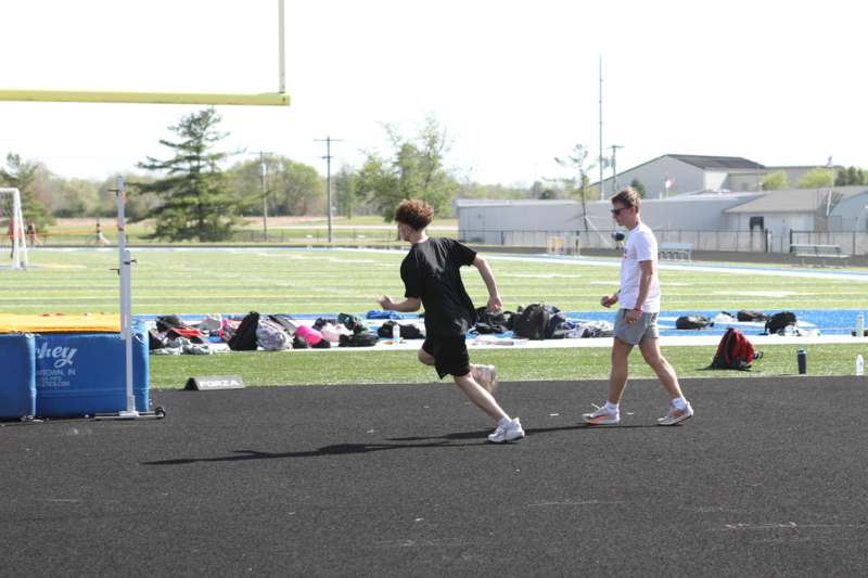 a man running on a track
