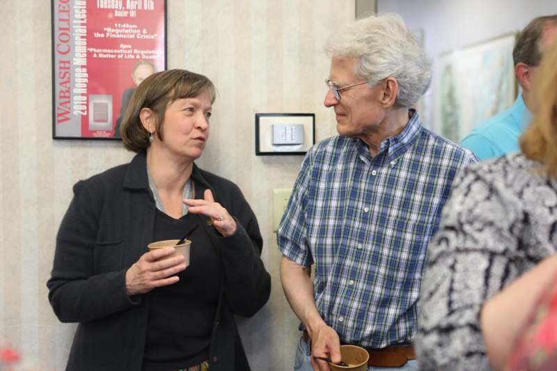 a man and woman talking
