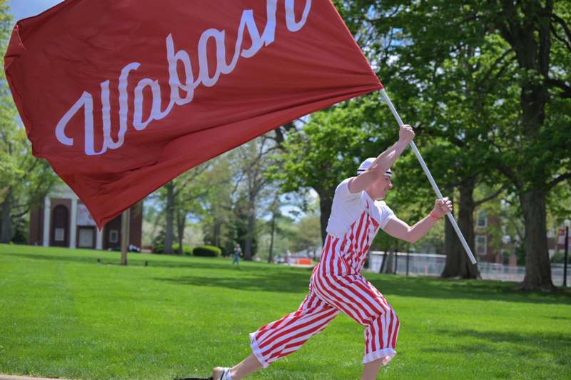 a man holding a flag