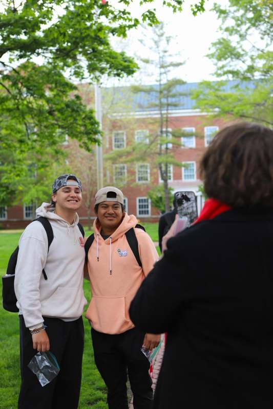 a group of people standing outside