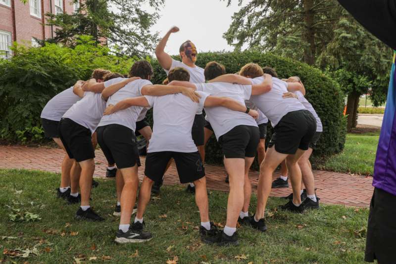 a group of people in a circle