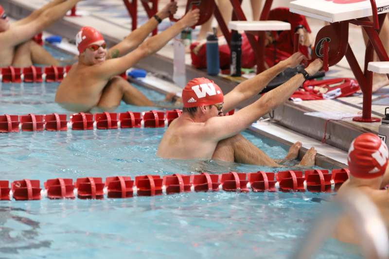 a group of people in a swimming pool